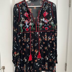 Embroidered Black Floral Women's Top